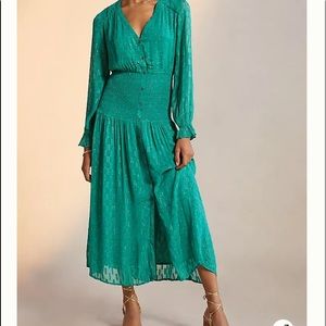 Anthropologie NWT green maxi dress
